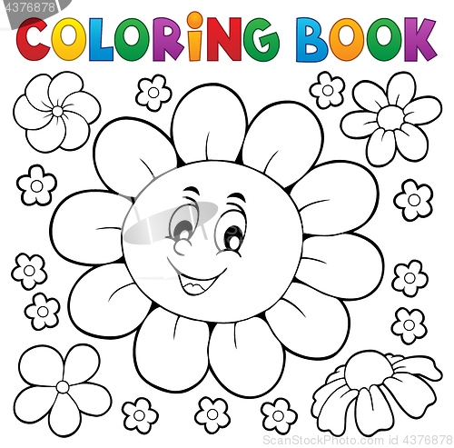 Image of Coloring book happy flower head 1
