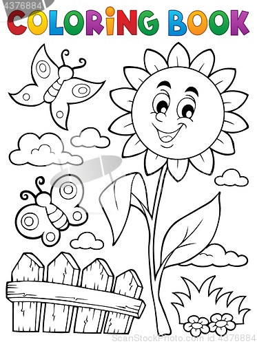 Image of Coloring book flower topic 7