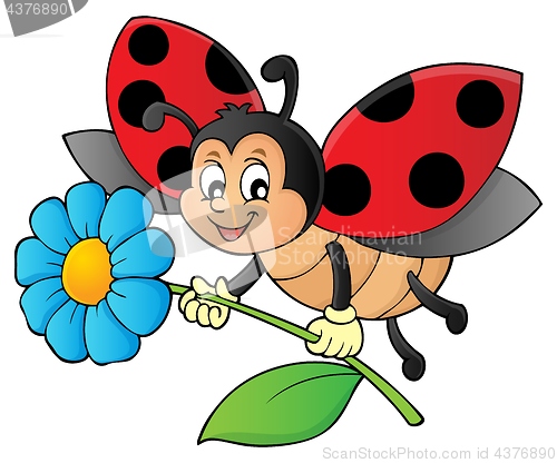 Image of Ladybug holding flower theme image 1