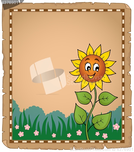 Image of Parchment with happy sunflower