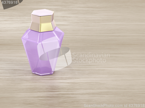 Image of Perfume on wooden table 