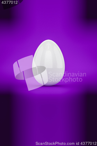 Image of a white easter egg on purple background