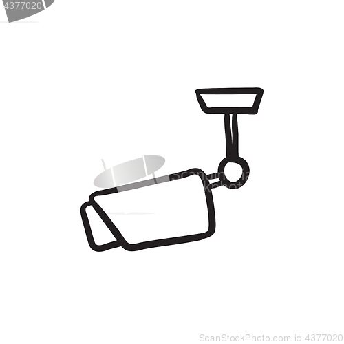 Image of Outdoor surveillance camera sketch icon.