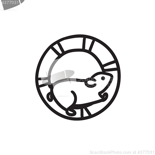 Image of Hamster running in the wheel sketch icon.