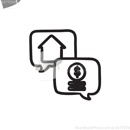 Image of Real estate transaction sketch icon.