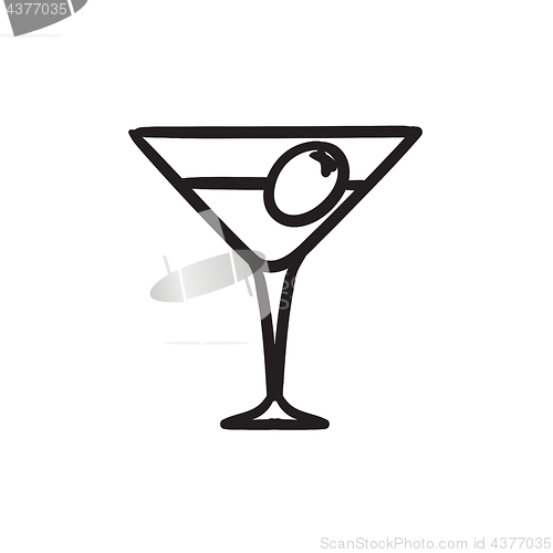 Image of Cocktail glass sketch icon.