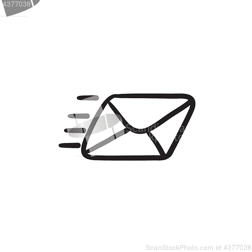 Image of Flying email sketch icon.