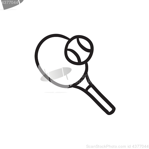 Image of Tennis racket and ball sketch icon.