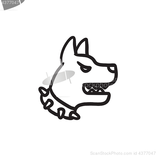 Image of Aggressive police dog sketch icon.