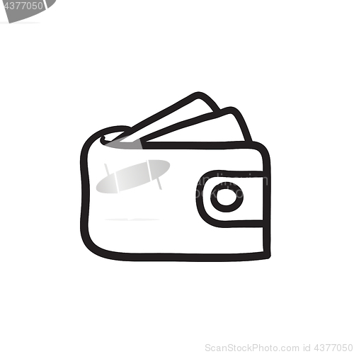Image of Wallet with money sketch icon.