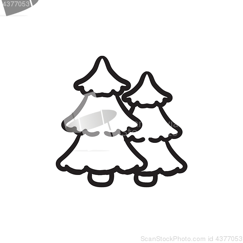 Image of Pine trees sketch icon.