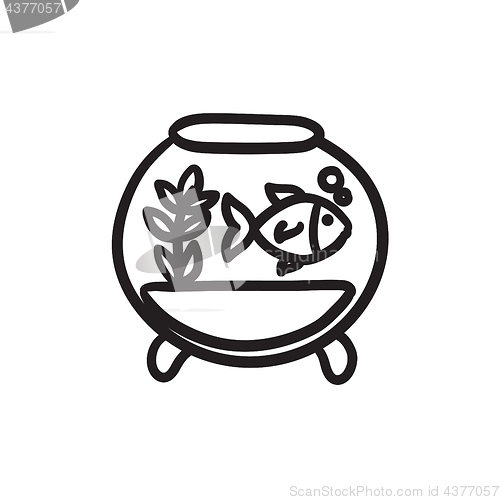 Image of Fish in aquarium sketch icon.