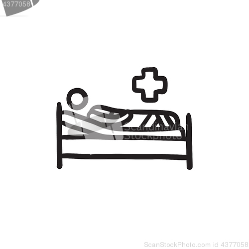 Image of Patient lying on bed sketch icon.