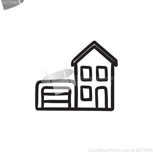 Image of House with garage sketch icon.