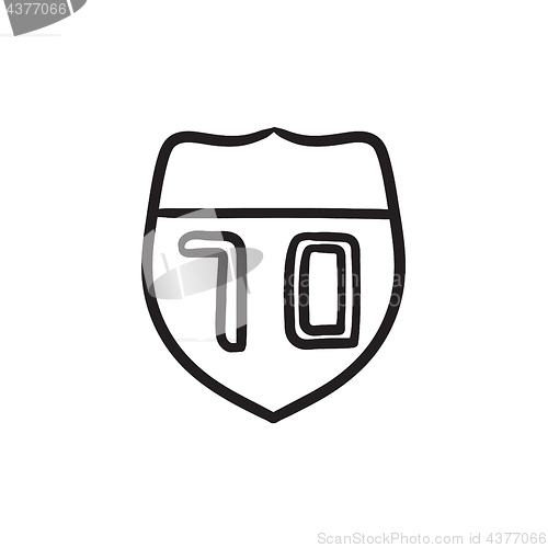 Image of Route road sign sketch icon.