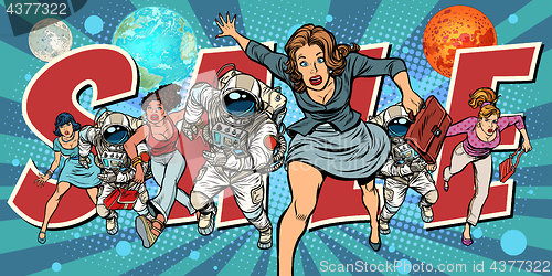 Image of women and astronauts running for sale