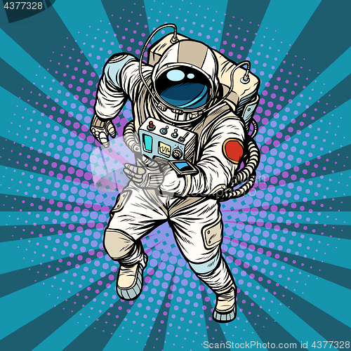 Image of astronaut runs, the hero of space