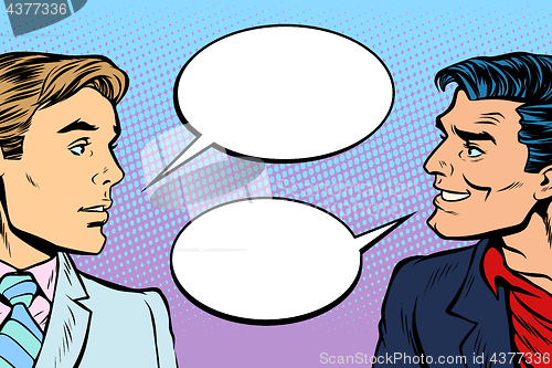Image of two men dialogue
