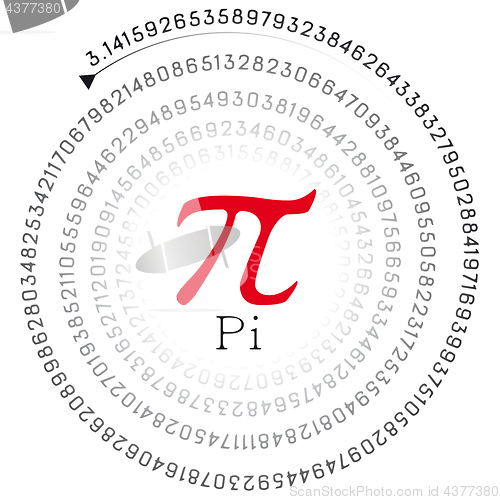 Image of red pi sign and the number in spiral form