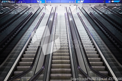 Image of Blurred bright escalator