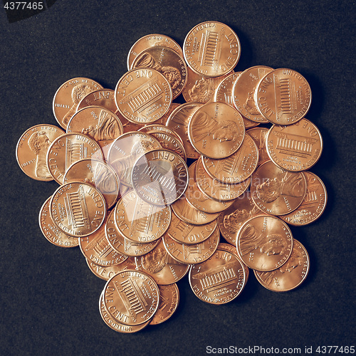 Image of Vintage Dollar coins 1 cent wheat penny cent