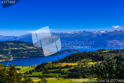 Image of Øystese, a beautiful gem in the Hardanger Fjord in western Norwa