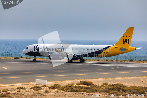 Image of ARECIFE, SPAIN - APRIL, 16 2017: AirBus A321 of Monarch Airlines