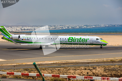 Image of ARECIFE, SPAIN - APRIL, 16 2017: Canadair CRJ-1000 of Binter wit