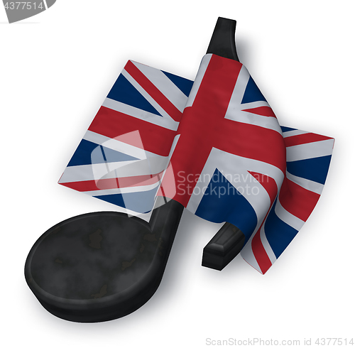 Image of music note and flag of the united kingdom - 3d rendering