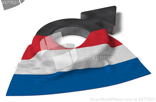 Image of mars symbol and flag of the netherlands - 3d rendering