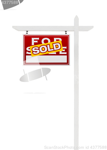 Image of Left Facing Sold For Sale Real Estate Sign Isolated on a White B