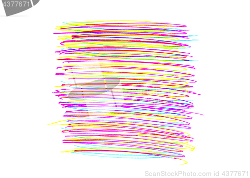 Image of Abstract square shape with bright colorful strokes pattern on wh