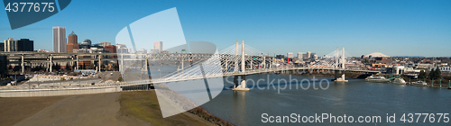 Image of Panoramic View Portland Bridge Willamette River Mount St Helens