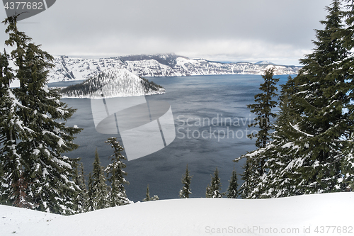 Image of North Rim Winter Storm Wizard Island Mount Scott