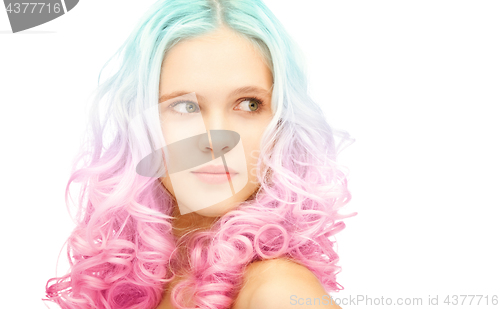 Image of teen girl with trendy colorful gradient dyed hair