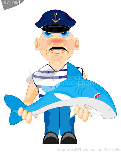 Image of Sailor with caughted by shark
