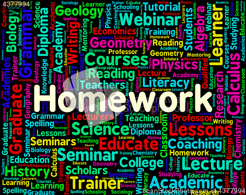 Image of Homework Word Indicates Assignments Text And Education