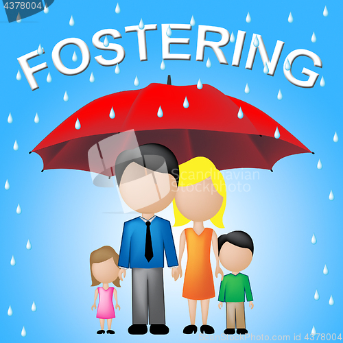 Image of Fostering Family Indicates Relative Adoption And Umbrellas