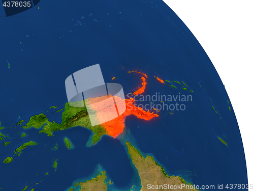 Image of Map of Papua New Guinea in red