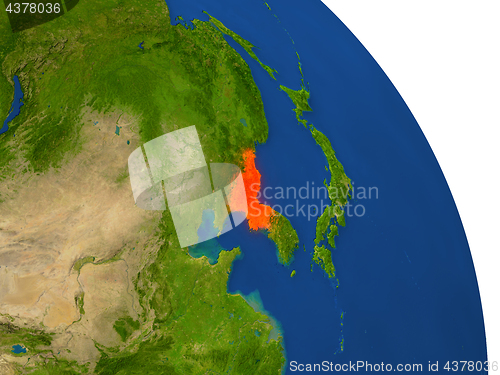 Image of Map of North Korea in red