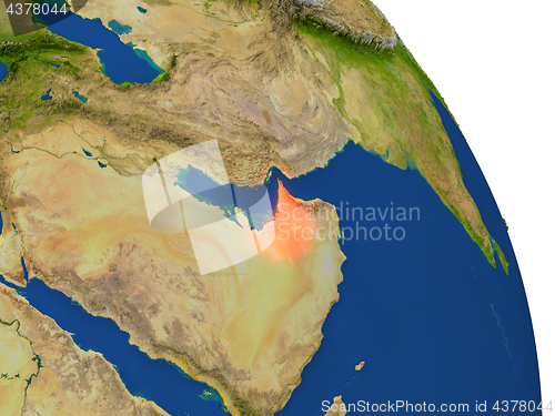 Image of Map of United Arab Emirates in red