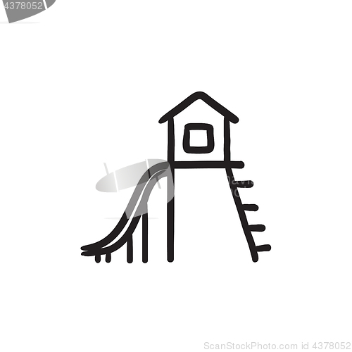 Image of Playhouse with slide sketch icon.