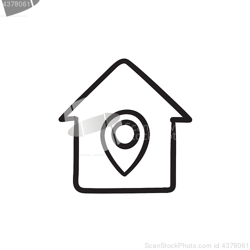 Image of House with pointer sketch icon.