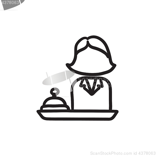 Image of Female receptionist sketch icon.