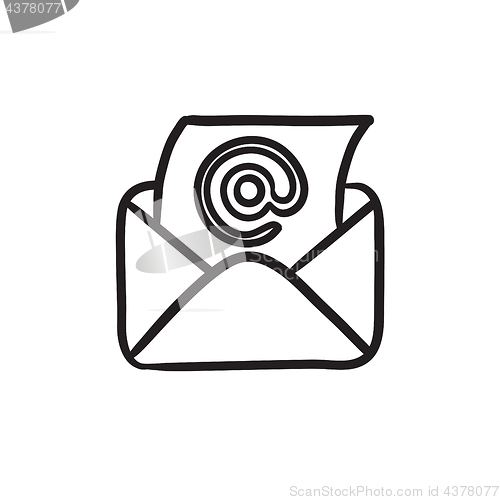 Image of Email envelope with paper sheet sketch icon.