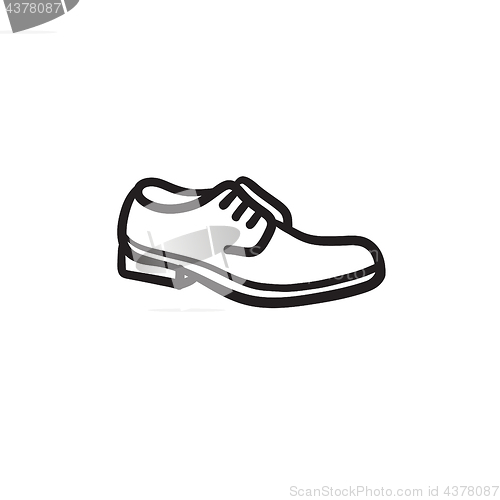 Image of Shoe with shoelaces sketch icon.