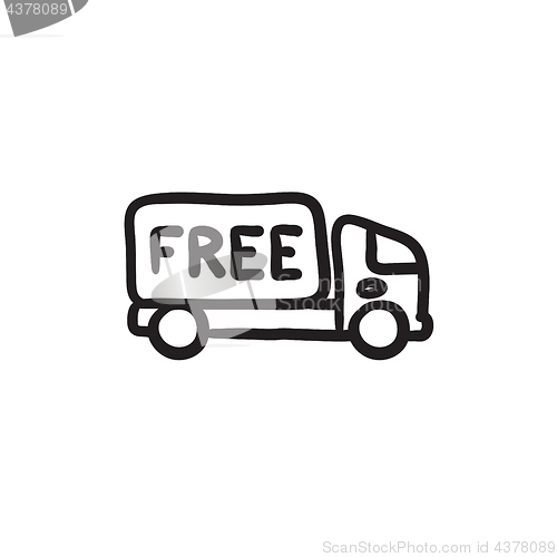 Image of Free delivery truck sketch icon.