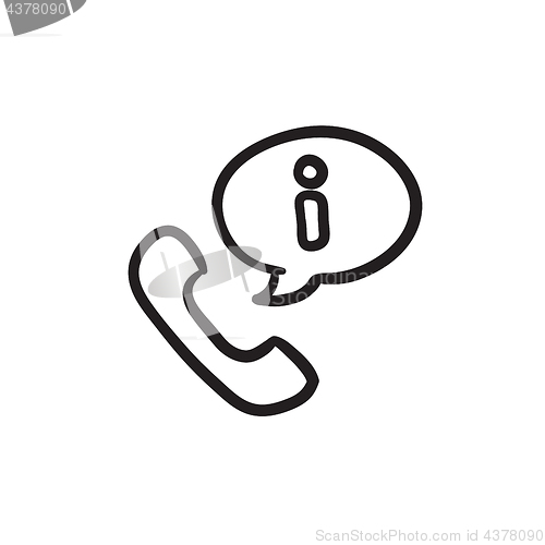 Image of Handset with information sign sketch icon.