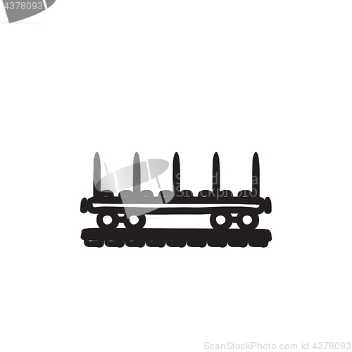 Image of Cargo wagon sketch icon.