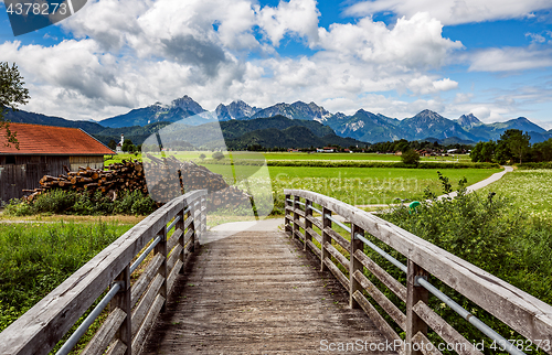 Image of Beautiful natural landscape of the Alps. Forggensee and Schwanga